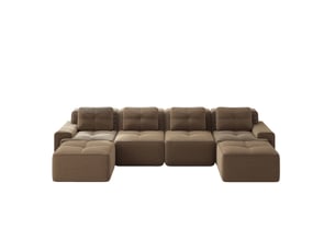 Canapé modulaire 382x177x69 cm 4 places en u sans montage marron