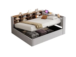 Lit banquette 140x200 cm coloris gris