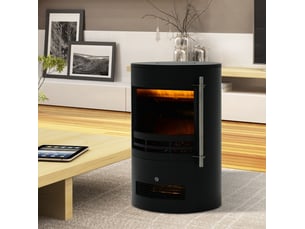 Cheminée électrique led 41 x 41 x 64,5 cm noire en métal et verre trempé, effet flamme et chauffage 9002000w