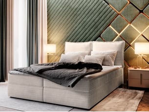 Lit avec rangement 140x200 cm <strong>MASSENO</strong>  <strong></strong> coloris beige