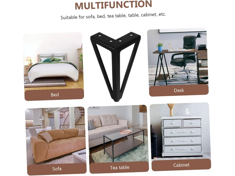  Meubles noirs réglables métal pour canapé table basse ou chaise robustes et durables  - Conforama C
