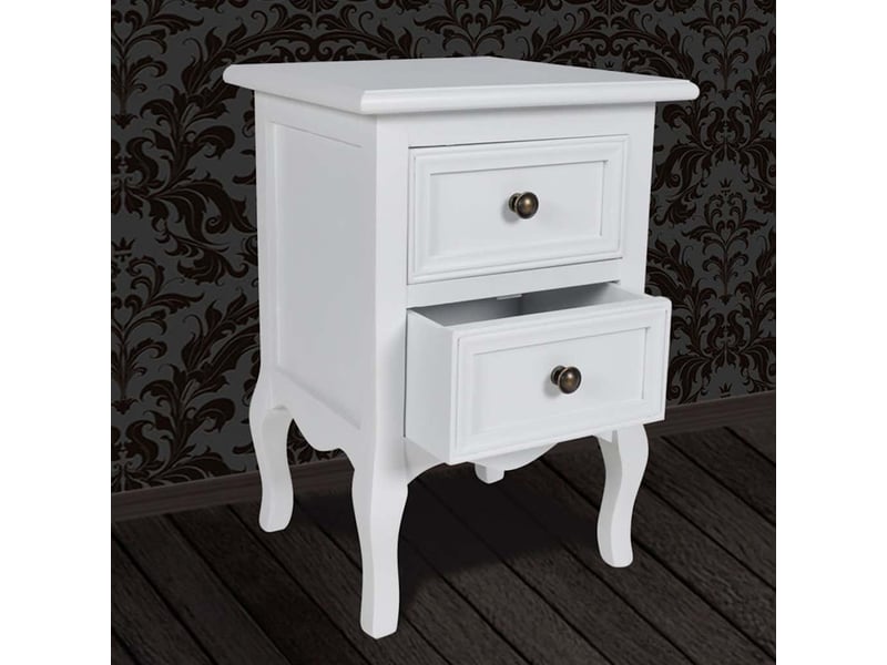 Lot de 2 table de chevet - cabinet de chevet - table de nuit avec 2 tiroirs mdf blanc  - Conforama D