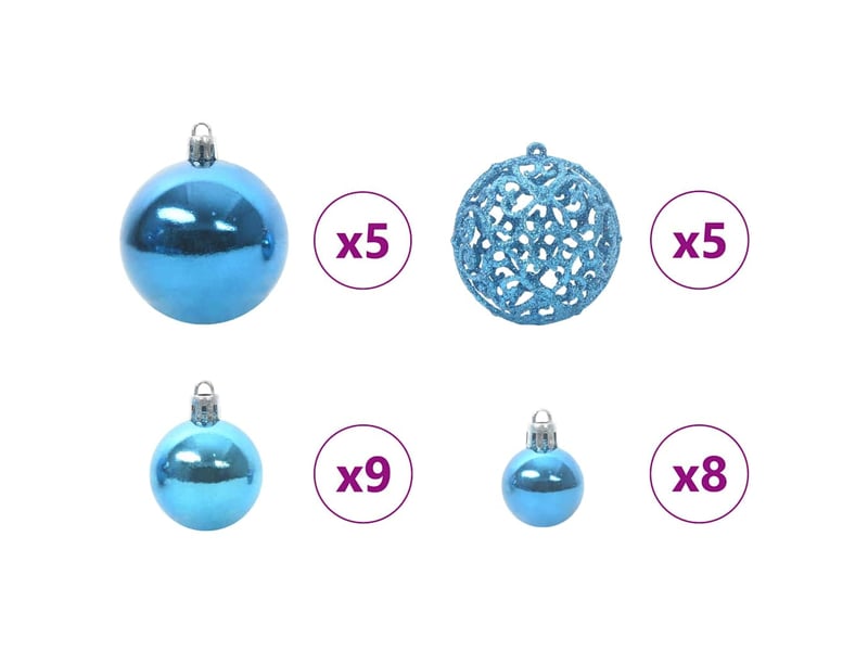  Ensemble de boules de noël 61 pcs 150 led blanc chaud ø 6 cm  - Conforama E