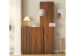 Vestiaire moderne compact avec rangement armoire à chaussures crochets tringle vêtements pour couloir nécessite perçage mural