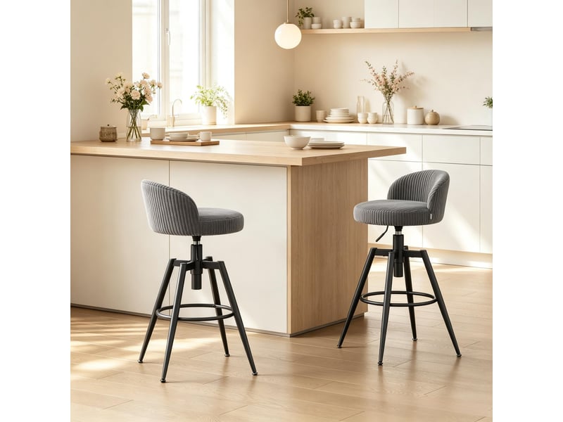  Tabourets de bar lot de 2 avec repose-pieds stable, chaises de comptoir modernes pour salle à manger  - Conforama E