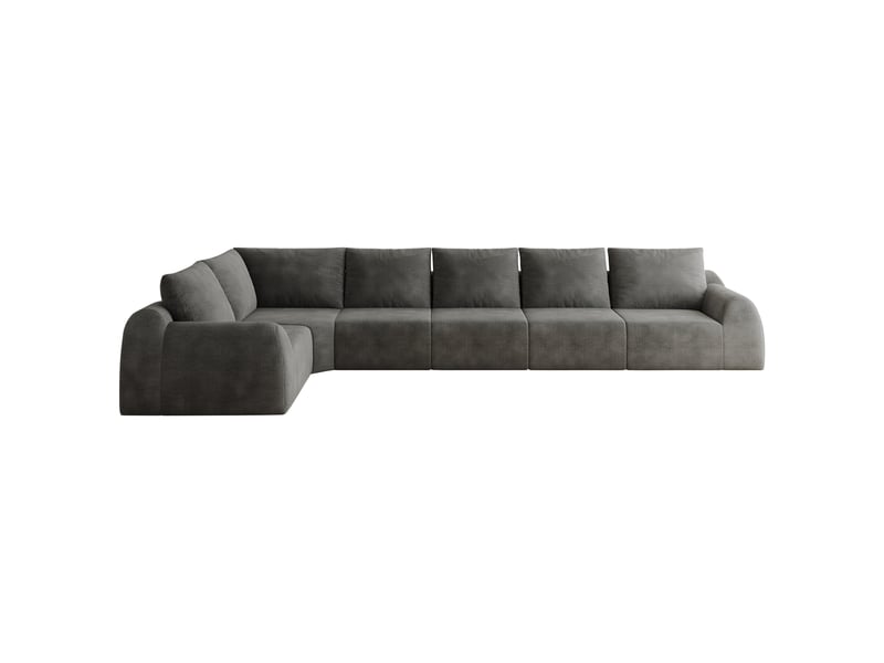  Canapé 6 places d'angle en l - 401x200x85cm - canapé salon mousse haute résilience avec tissu chenille sans montage - gris foncé  - Conforama A