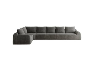 Canapé 6 places d'angle en l - 401x200x85cm - canapé salon mousse haute résilience avec tissu chenille sans montage - gris foncé