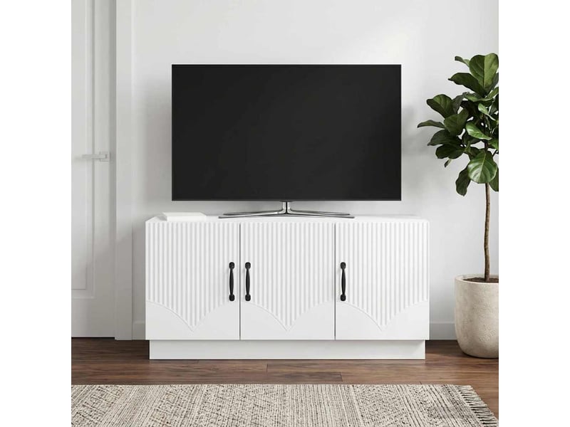  Meuble tv - banc tv - meuble de rangement blanc 99 x 34,5 x 47 cm bois d'ingénierie  - Conforama D