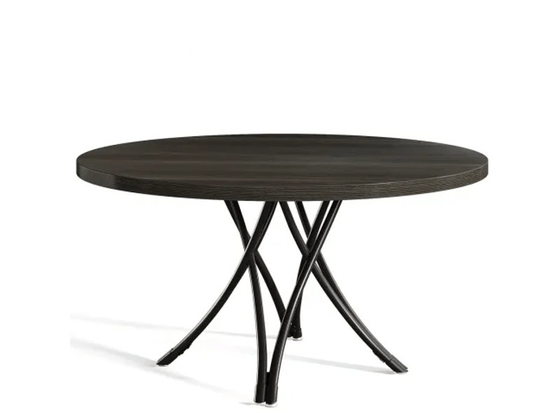  Table de salle à manger ronde 4 à 6 personnes pour cuisine en bois diamètre 120 cm noire  - Conforama A