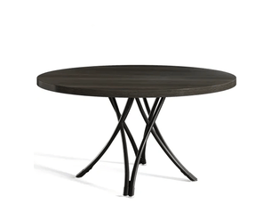 Table de salle à manger ronde 4 à 6 personnes pour cuisine en bois diamètre 120 cm noire