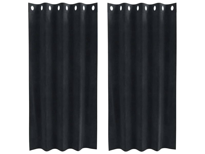 Lot de 2 rideaux, rideaux de fenêtre noir 140 x 175 cm velours cf44092 - Conforama A