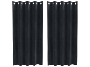 Lot de 2 rideaux, rideaux de fenêtre noir 140 x 175 cm velours cf44092