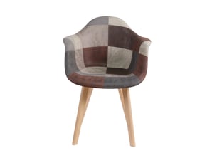 Chaises patchwork vintage (lot de 2) - pieds en bois massif - chaises de salle à manger et de salon (marron)