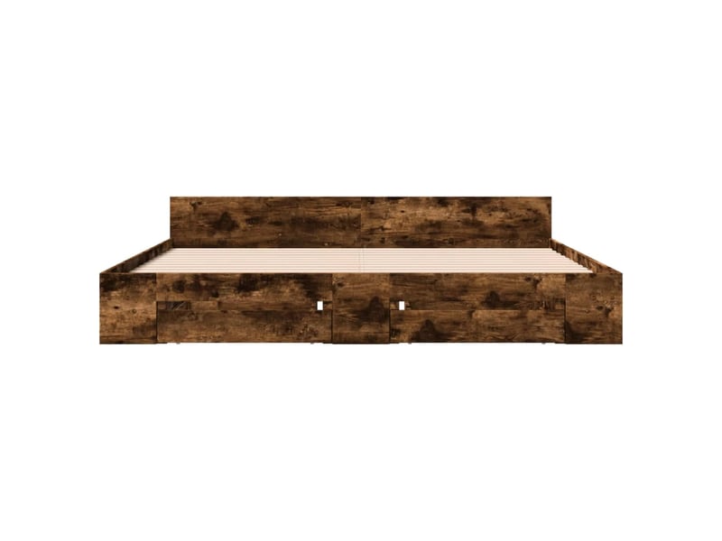  Lit double- lit adulte -  cadre de lit avec tiroirs sans matelas chêne fumé 200x200 cm  - Conforama C