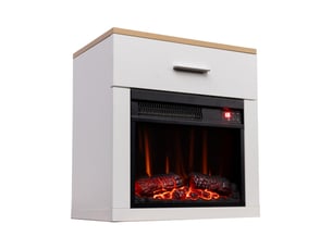 Homavo 14'' cheminée électrique, 1000w, flamme 3d, télécommande, minuterie, sécutité surchauffe, table de chevet incluse