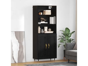 Buffet - haut armoire chêne noir 69,5 x 34 x 180 cm bois d'ingénierie