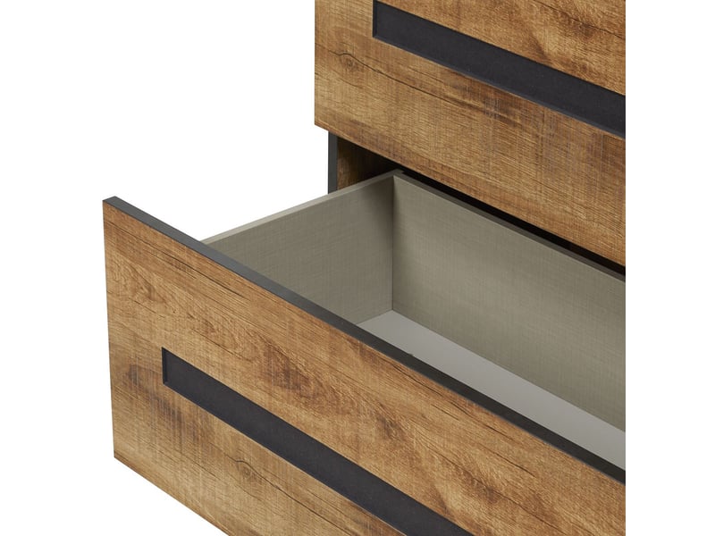  Commode 2 tiroirs aspect chêne artisan et graphite - andes ANDES - Conforama E
