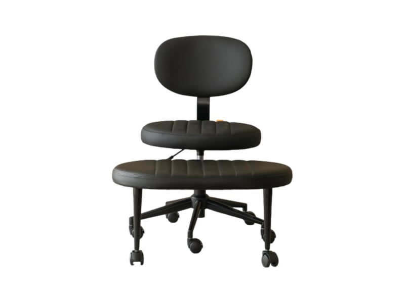  Chaise de bureau ergonomique pivotante 360° sans accoudoirs avec repose-pieds rotatif - lpospi - tissu noir  - Conforama A