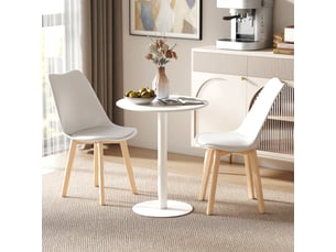Table de cuisine ronde pour 2 personnes en acier design moderne blanc