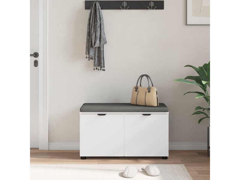  Banc d'entrée blanc 80x38x46 cm bois ingénierie et tissu shl13759  - Conforama D