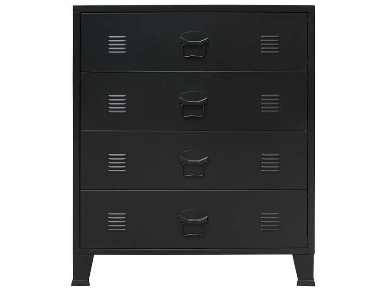  Commode chambre adulte, armoire à tiroirs à tiroirs métal style industriel 78x40x93cm noir  - Conforama D