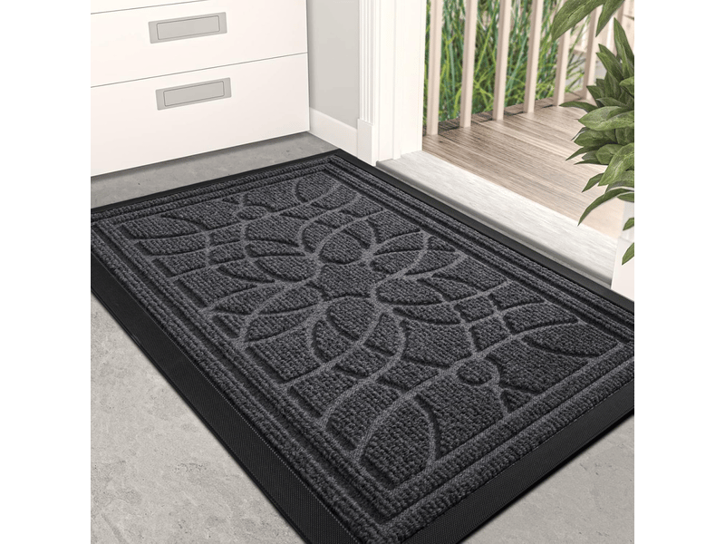  Paillasson extérieur gris foncé 60x90 cm, antidérapant et absorbant, lavable, idéal pour couloir, terrasse, jardin  - Conforama A