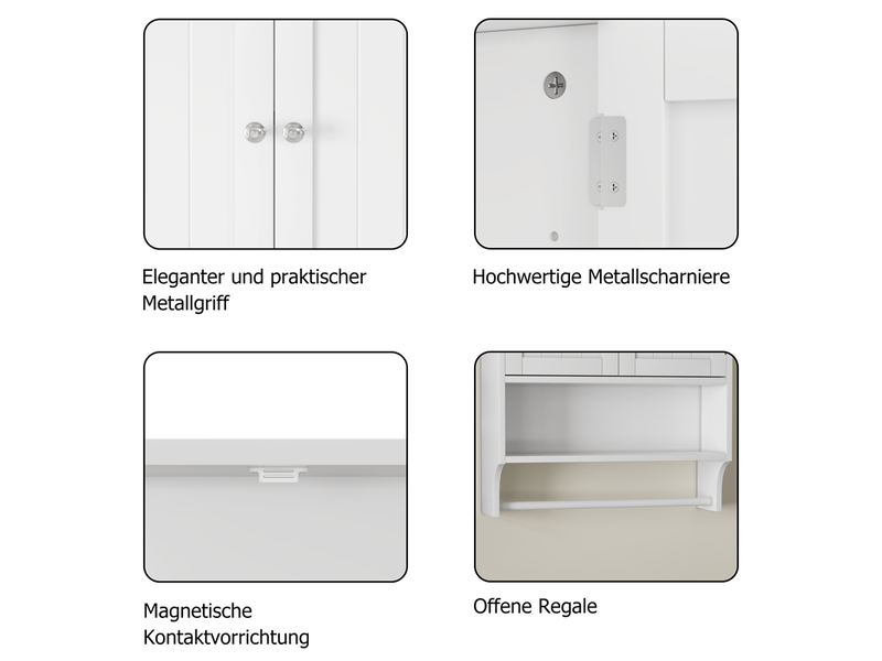 Meuble mural salle de bain blanc avec porte-serviettes, placard 2 étagères réglables - Conforama E