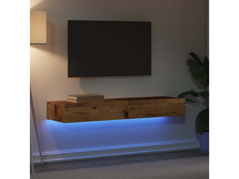  Meubles tv avec éclairage led 2 pcs vieux bois 60x35x15,5 cm  - Conforama D