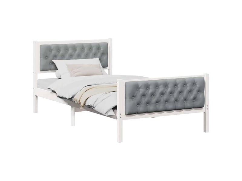  Lit simple- lit adulte -  cadre de lit gris clair 100 x 200 cm pin massif  - Conforama B