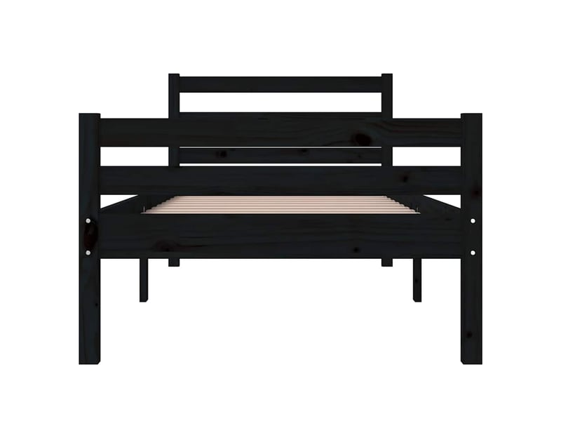  Lit simple- lit adulte -  cadre de lit sans matelas noir bois massif 100x200 cm  - Conforama D