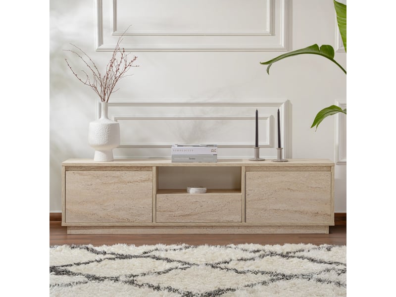  Meuble tv 3 portes 1 niche beige  - Conforama D