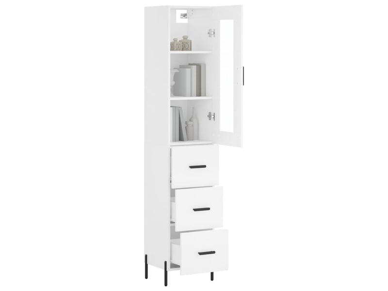  Buffet haut - bahut - meuble de rangement blanc 34,5x34x180 cm bois d'ingénierie  - Conforama C