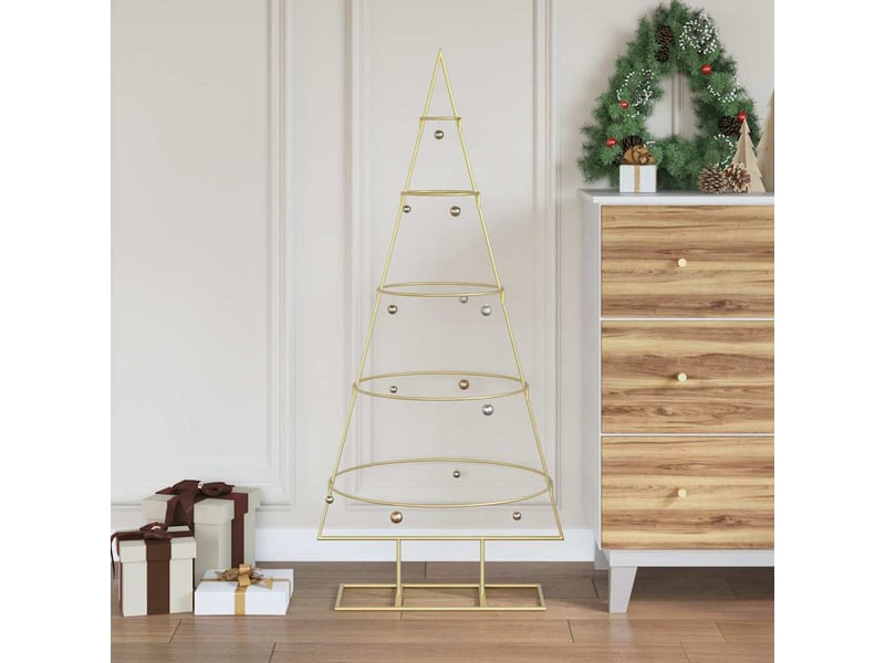  Sapin de noël, arbre de noël en métal avec support kuopio 125 cm acier doré  - Conforama B