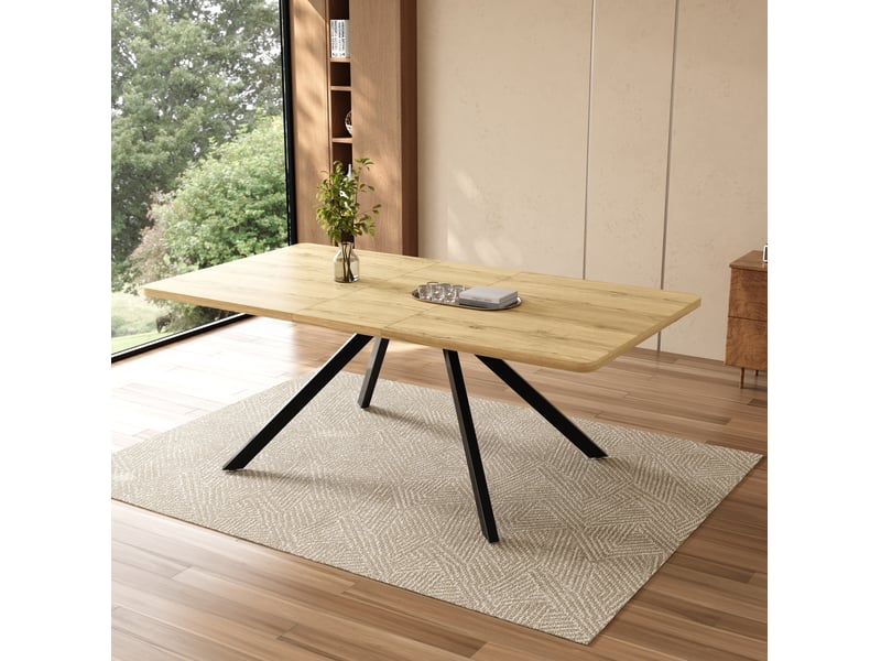  Table à manger extensible 160,200,240x90 cm, mdf, chêne clair  - Conforama E