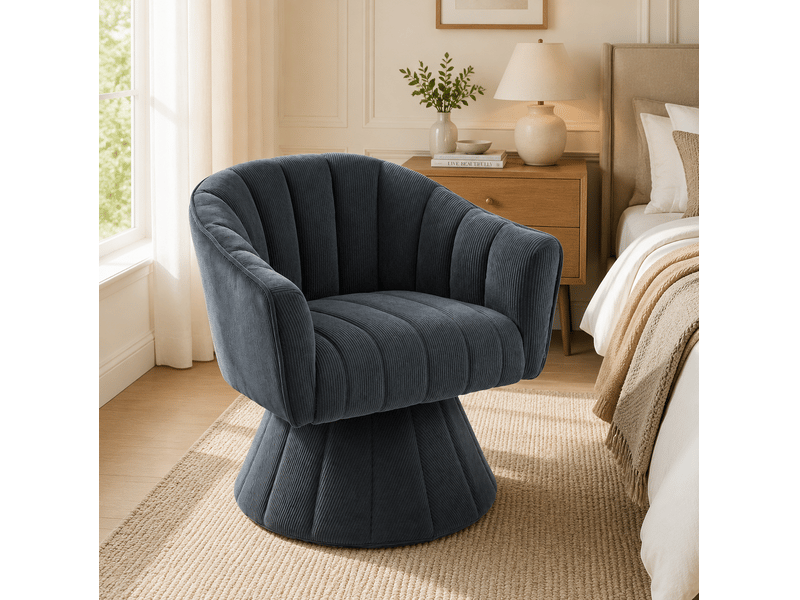  Fauteuil pivotant 360° edler avec assise et dossier ergonomiques, accoudoirs enveloppants et design moderne, gris foncé  - Conforama B