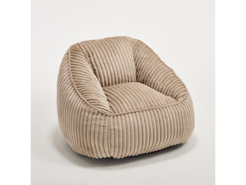  Fauteuil poire lounge en velours côtelé avec mousse à mémoire de forme, siège enveloppant grande taille pour salon, chambre et coin lecture, marron  - Conforama A