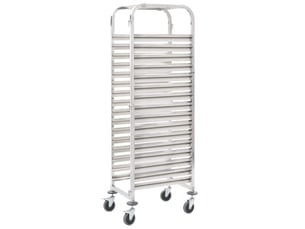 Desserte de cuisine, chariot de rangement pour 16 plateaux 38x55x163 cm inox