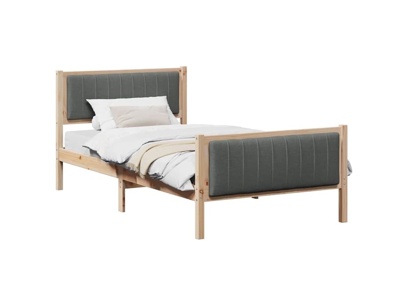  Lit simple- lit adulte -  cadre de lit avec tête de lit marron et gris foncé 100 x 200 cm  - Conforama B