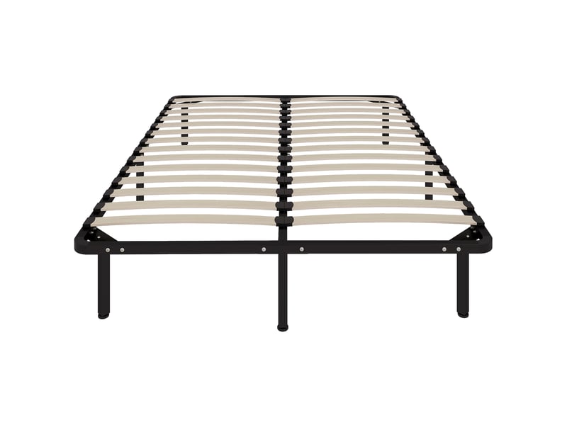  Cadre de lit 140 x 190 cm, lit 2 personnes en bois massif avec sommier à lattes et pied, rangement au-dessous, noir  - Conforama A