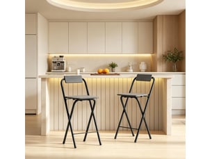 Lot de 2 tabourets de bar pliants 37 x 45 x 87 cm – noir – dossier et repose-pieds en acier