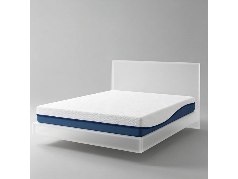  Matelas 160x200 cm pour 2 personnes, blanc et bleu-vert, polyester, mousse mémoire de forme, housse lavable amovible  - Conforama C