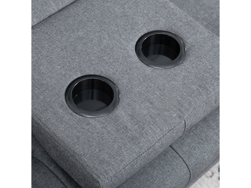 Canapé 3 places convertible avec table pliante et porte-gobelets, design scandinave gris foncé, capacité 250kg  - Conforama E