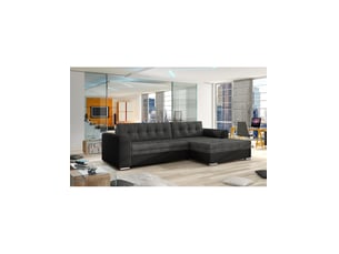Canapé d'angle droit fixe <strong></strong> <strong></strong> 4 places Polyester Gris foncé et noir