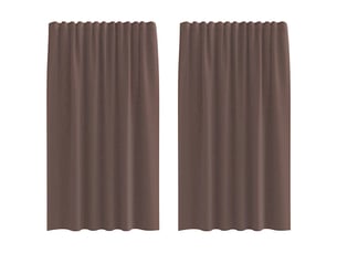 Lot de 2 rideaux en voile, voilages avec passants marron cf44447