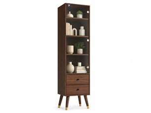 Vitrine coloris bois foncé 3 étagère(s) <strong>ELVMI</strong> <strong></strong> - 39.8 cmx160 cm