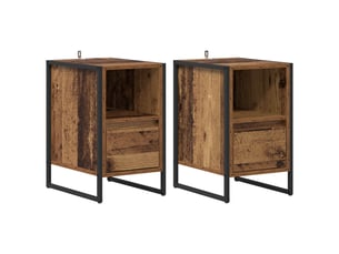 Table de chevet - cabinet de chevet - table de nuit 2 pc bois ancien 39,5 x 30 x 50 cm