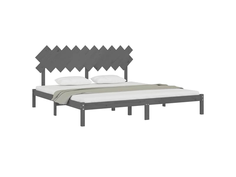  Lit double- lit adulte -  cadre de lit sans matelas gris 200x200 cm bois massif  - Conforama B