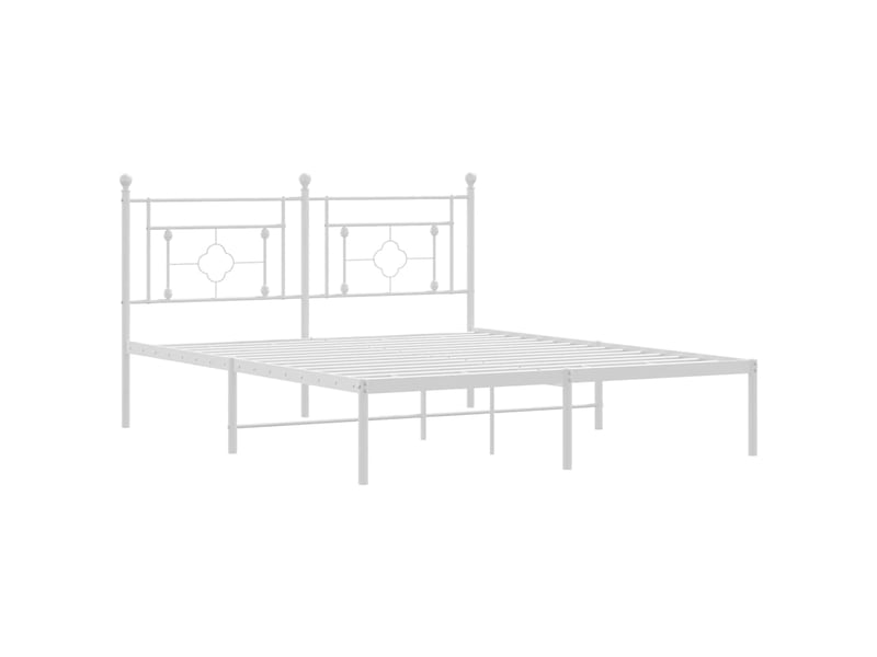  Lit double- lit adulte -  cadre de lit métal sans matelas et tête de lit blanc 160x200 cm  - Conforama B