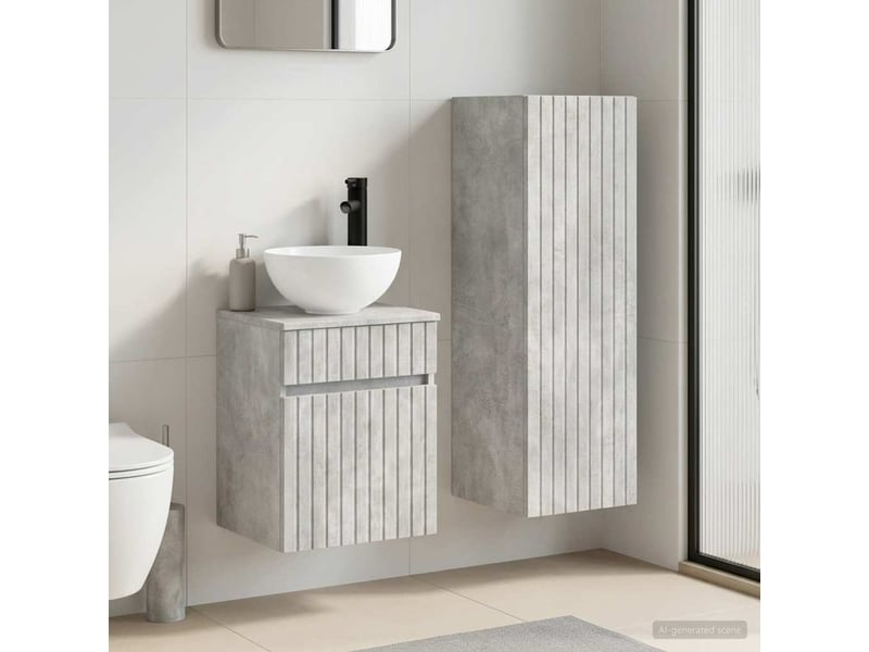  Ensemble de mobilier de salle de bain 2 pcs gris béton shl9672  - Conforama B