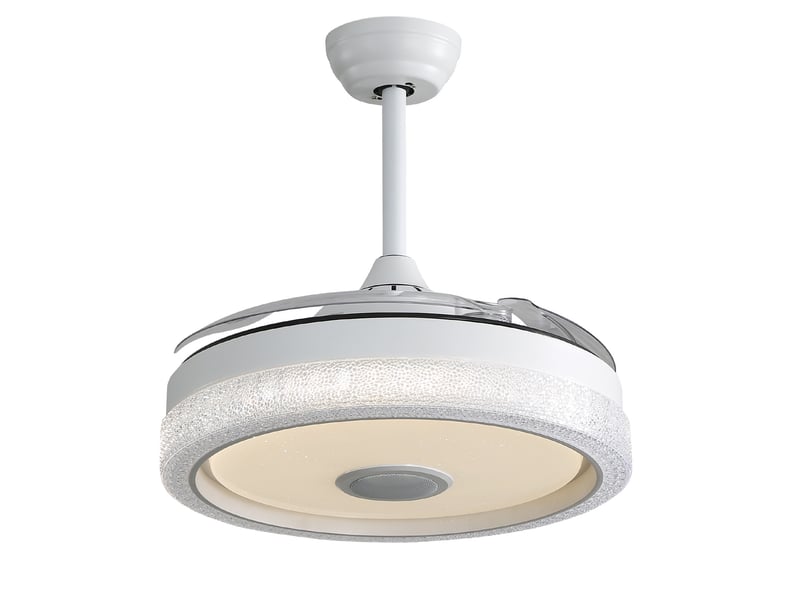  Ventilateur de plafond 42 pouces 106,6 cm – blanc – led 32 w rgb, moteur dc réversible, télécommande  - Conforama D